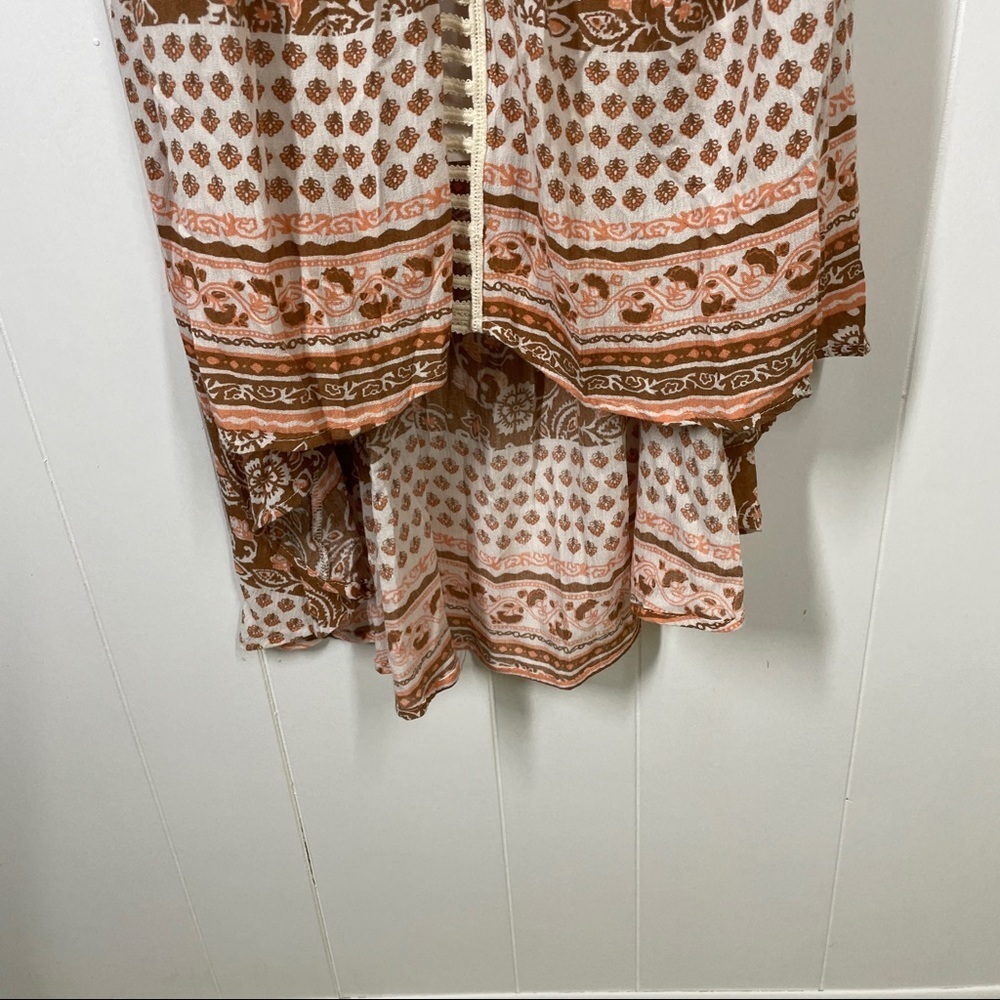 Hint of Mint Boho Brown and Cream Sleeveless Crochet Festival Midi Dress Medium - Picture 4 of 7